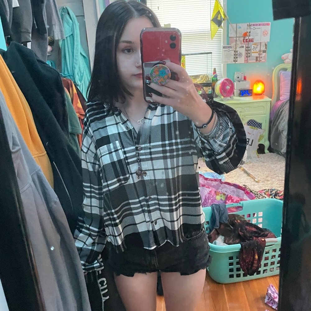 Just Polly Black and white flannel